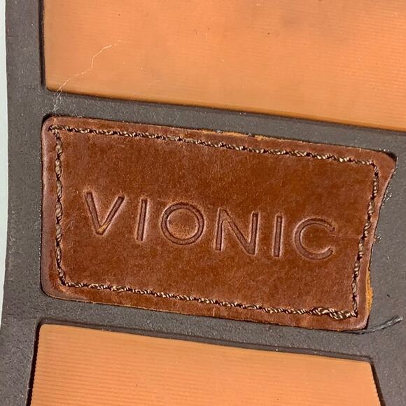 Vionic Elijah water repellent Leather Flip Flops Sandals men size 7 unisex EUC - Picture 7 of 13